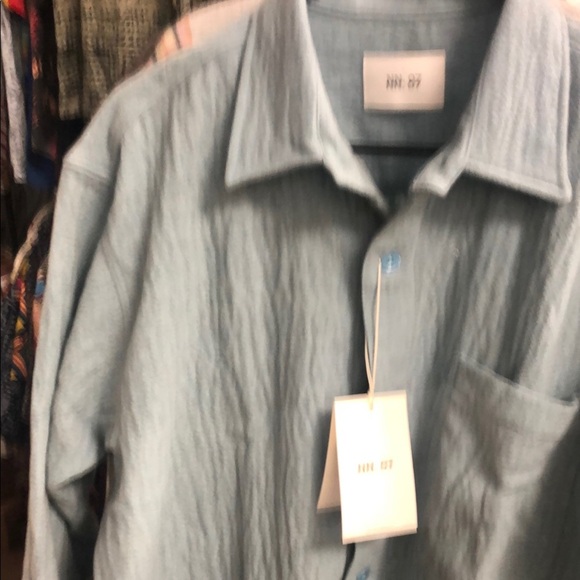 NNO7 Adwin 5366 Puckered Wool Blend Button Up Shirt Jacket..Olympic Blue - Picture 4 of 7